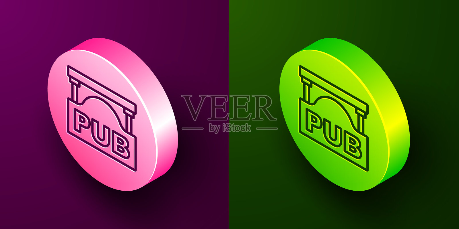 有铭文的等距线街道招牌图标素材