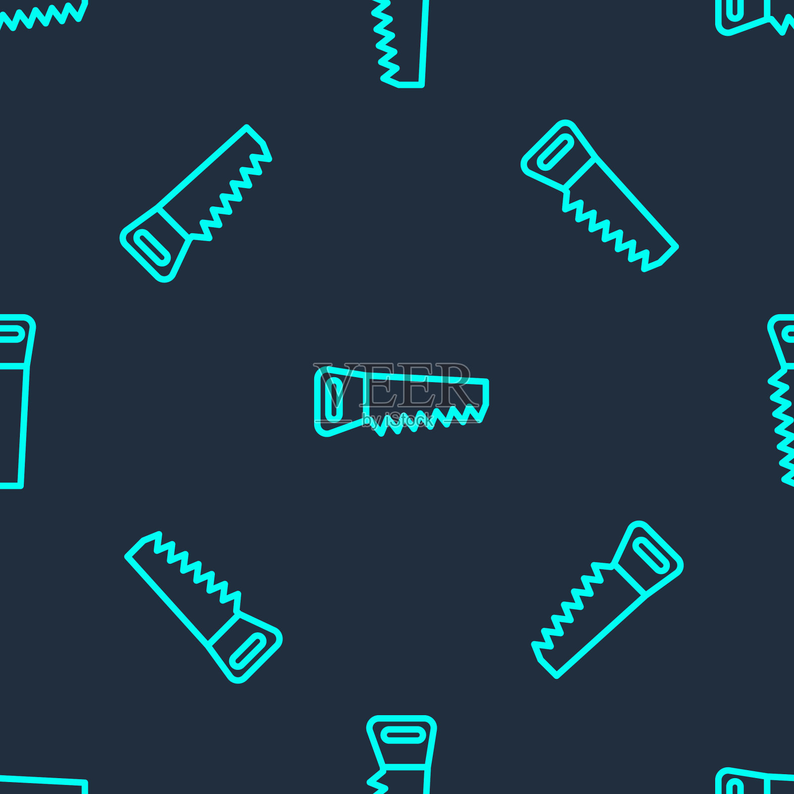 绿线手锯图标隔离无缝图案插画图片素材