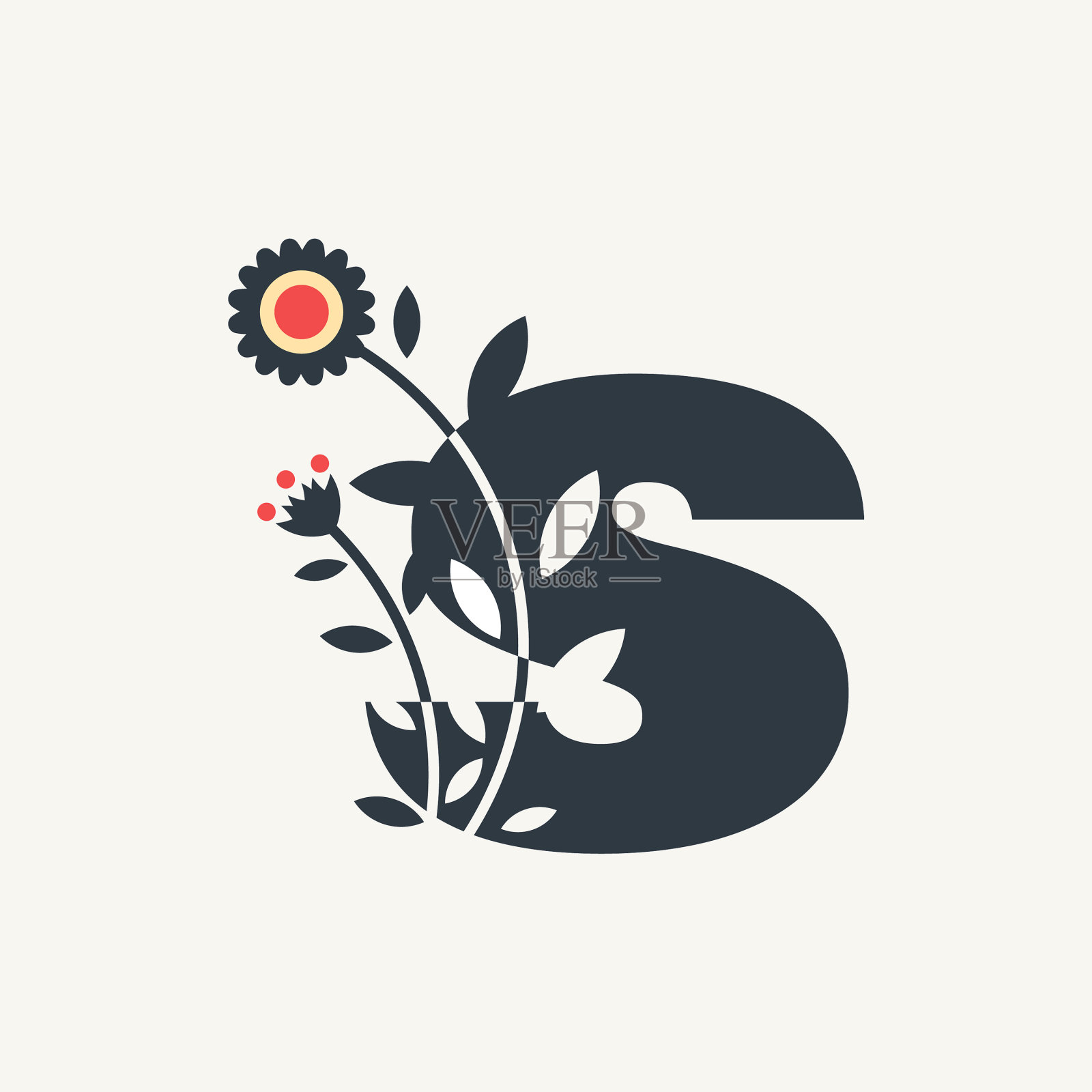 字母花年代插画图片素材