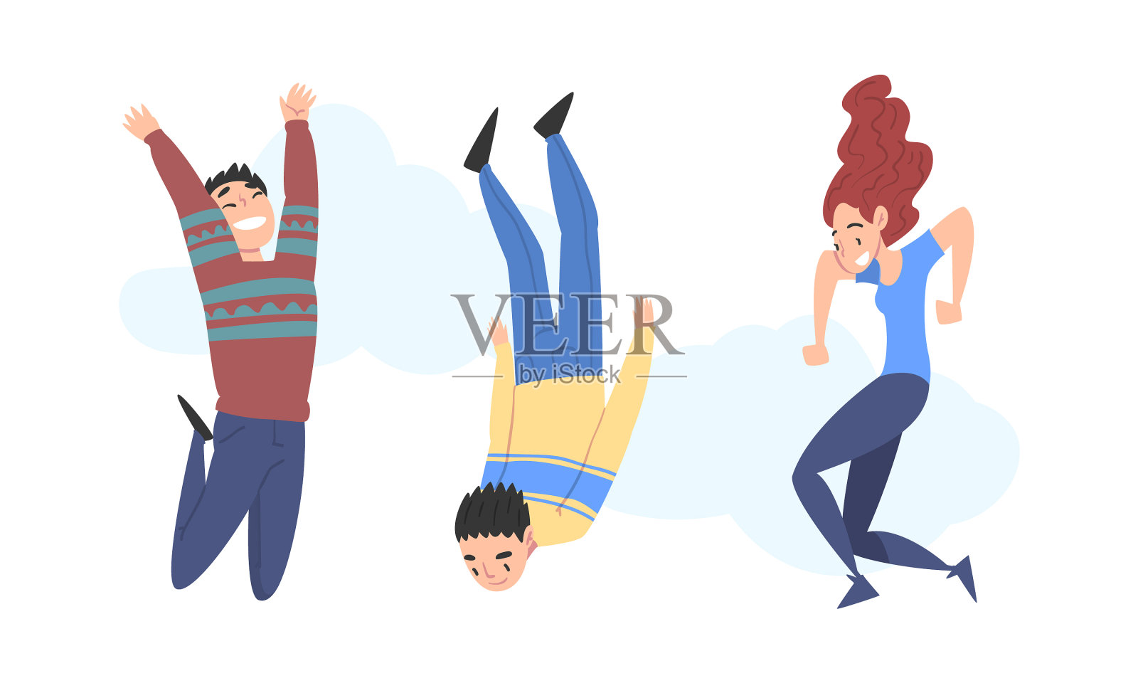 快乐的人们在天空中飞翔，享受自由设计元素图片