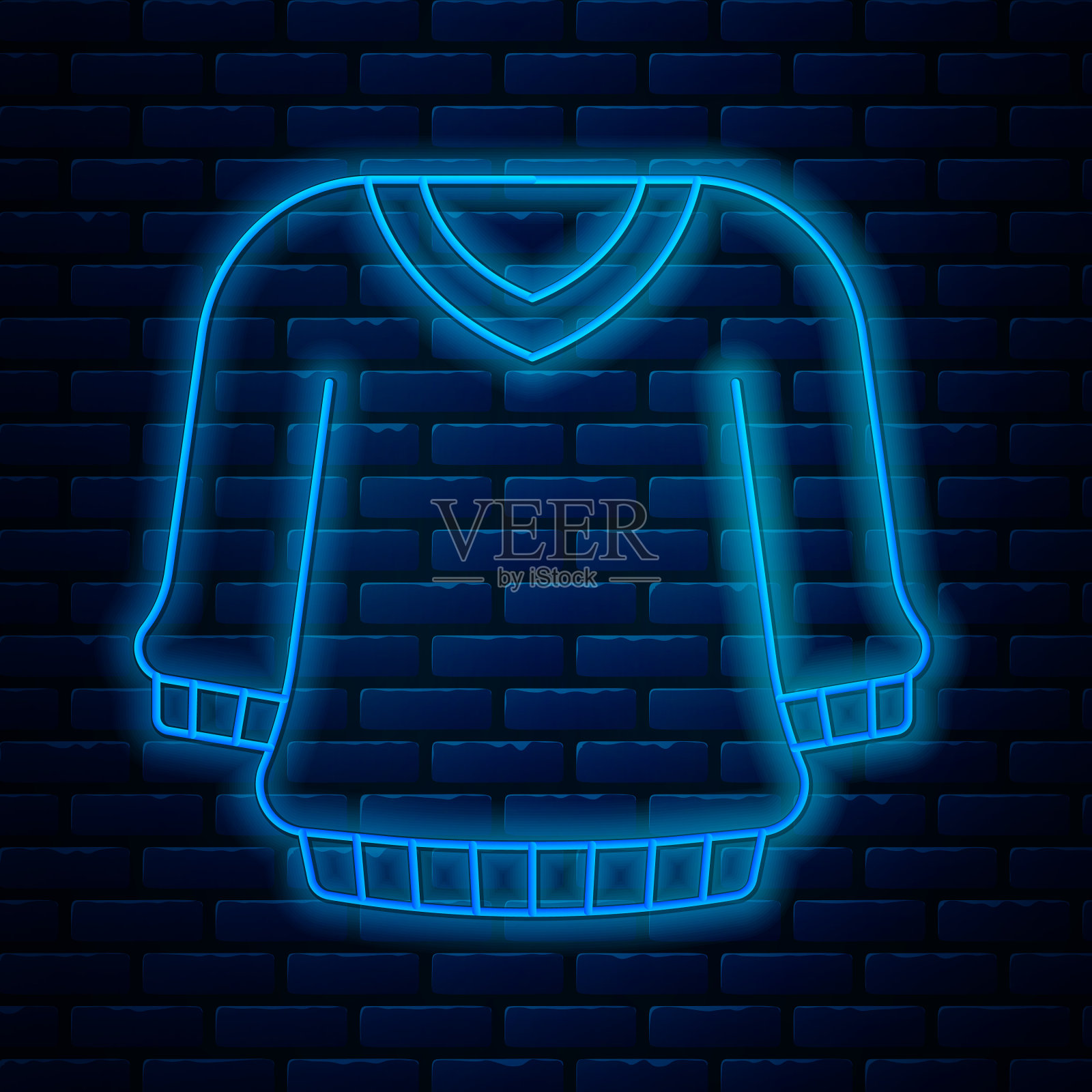 发光的霓虹灯线毛衣图标孤立的砖插画图片素材