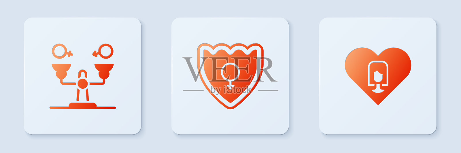 设性别盾，女性平等与心同图标素材