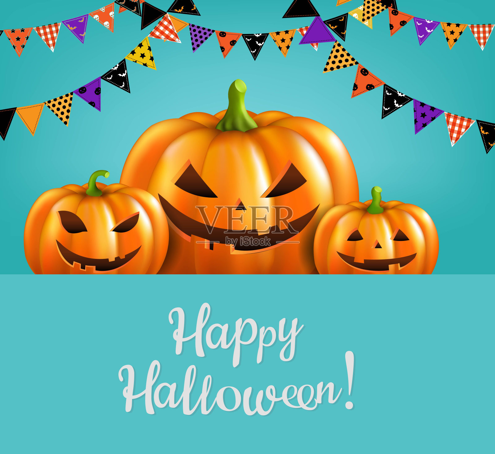 万圣节横幅与文字和花环设计模板素材