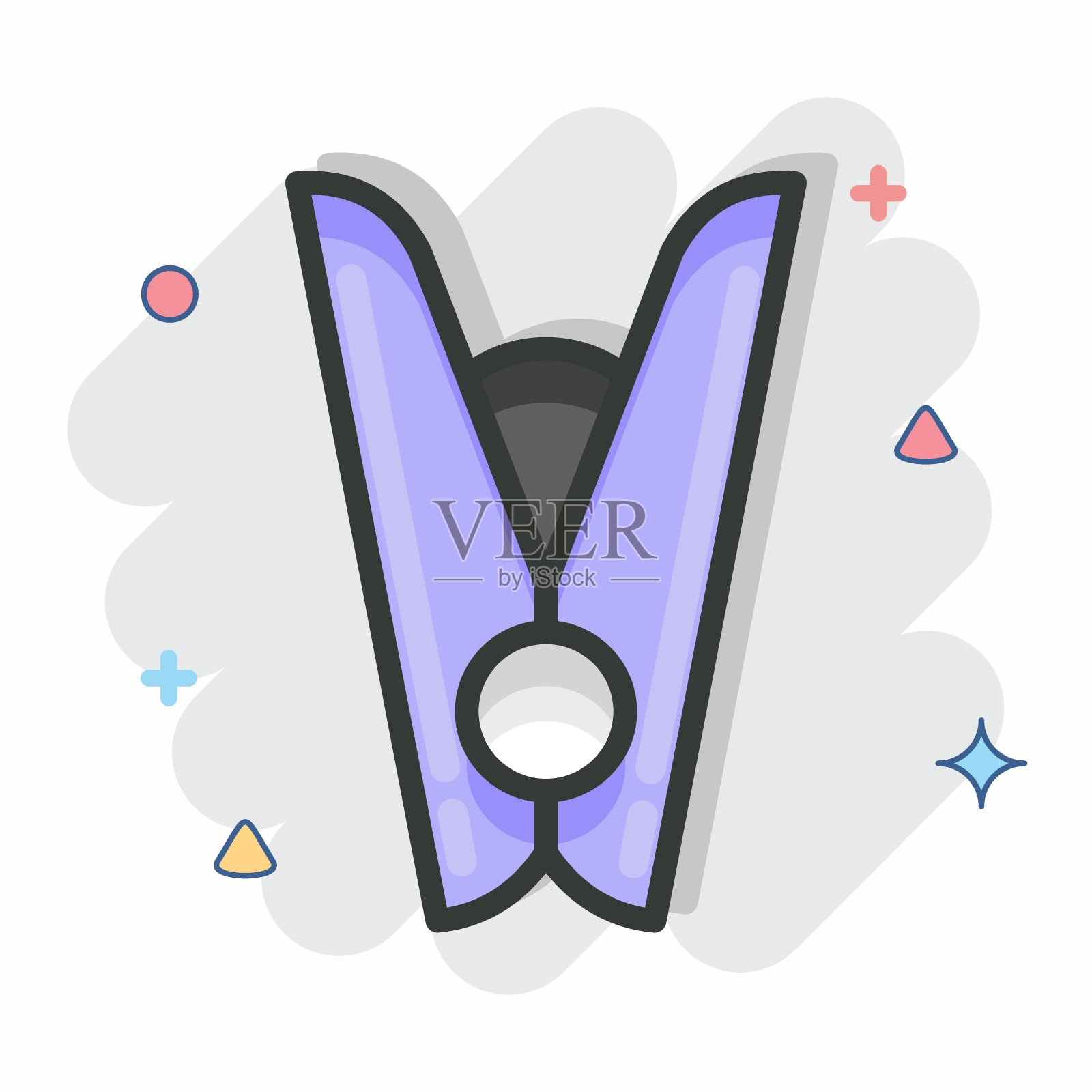 图标衣夹。洗衣标志。漫画风格。简单的设计可编辑。简单的插图，适合印刷插画图片素材