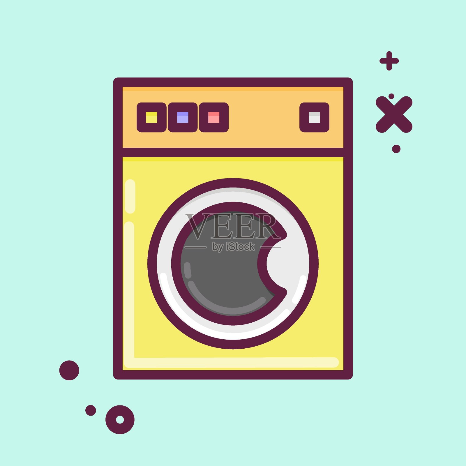 图标洗衣机。洗衣标志。MBE风格。简单的设计可编辑。简单的插图，适合印刷插画图片素材