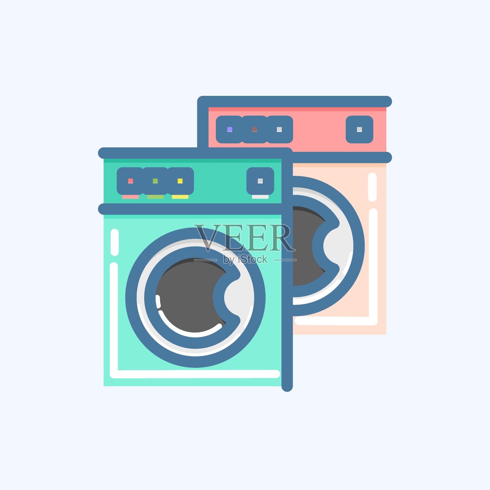 图标洗衣机。洗衣标志。涂鸦风格。简单的设计可编辑。简单的插图，适合印刷插画图片素材