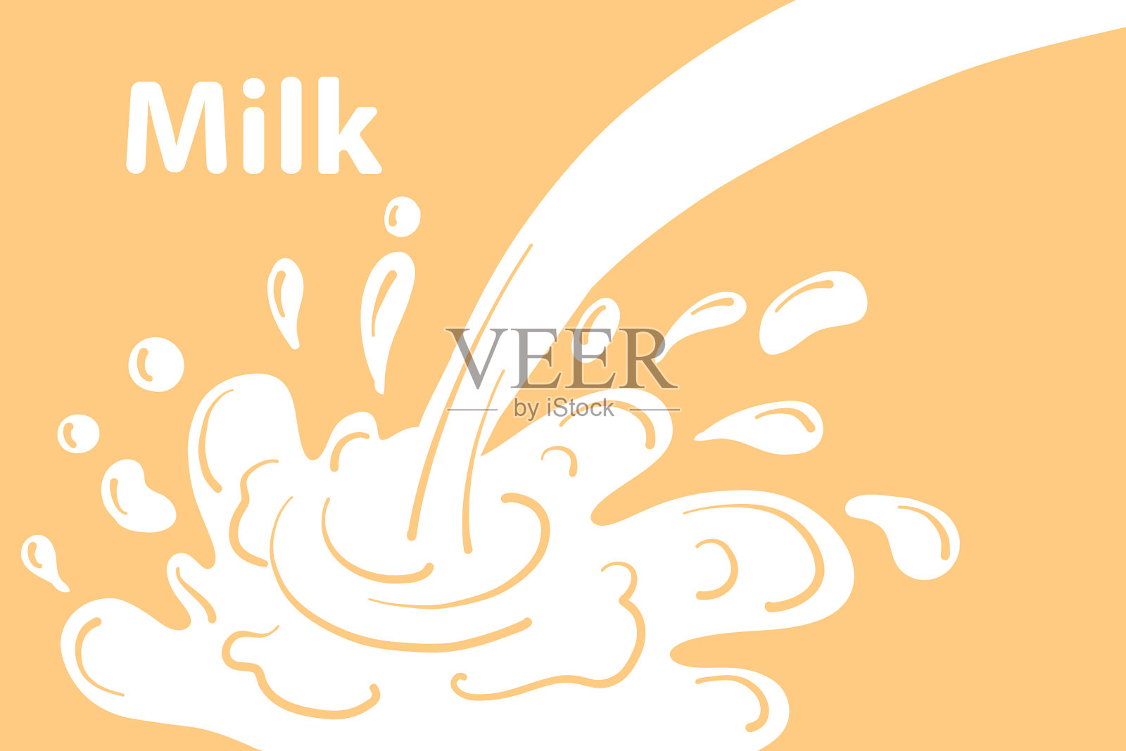 牛奶飞溅旗帜乳制品飞溅白色奶油插画图片素材