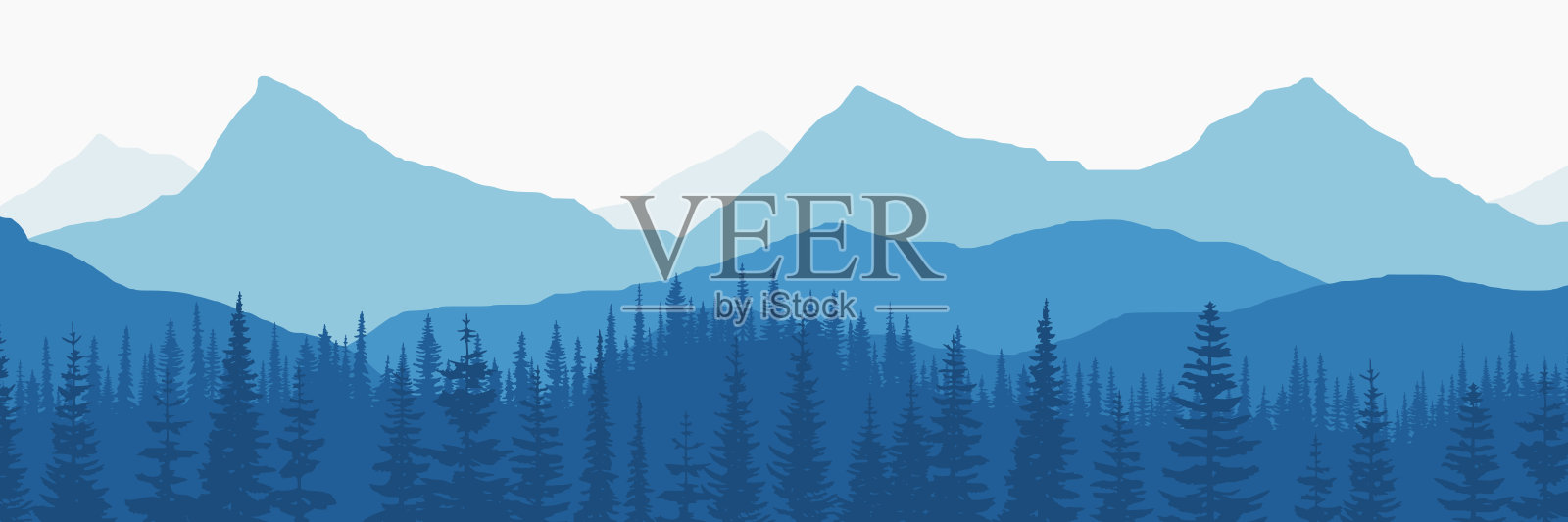 矢量插图的山，山脊在早晨的阴霾插画图片素材