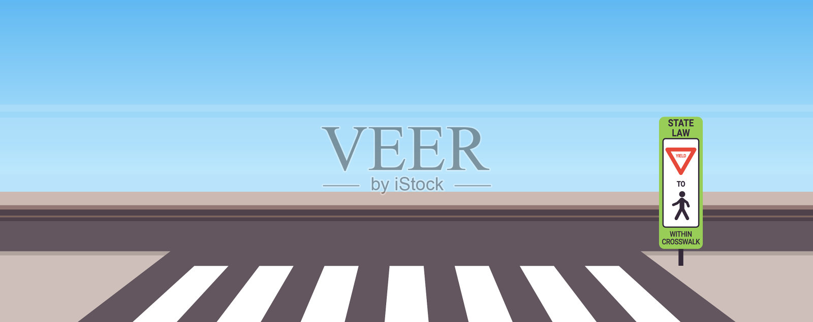 州法律行人在人行横道停车标志插画图片素材