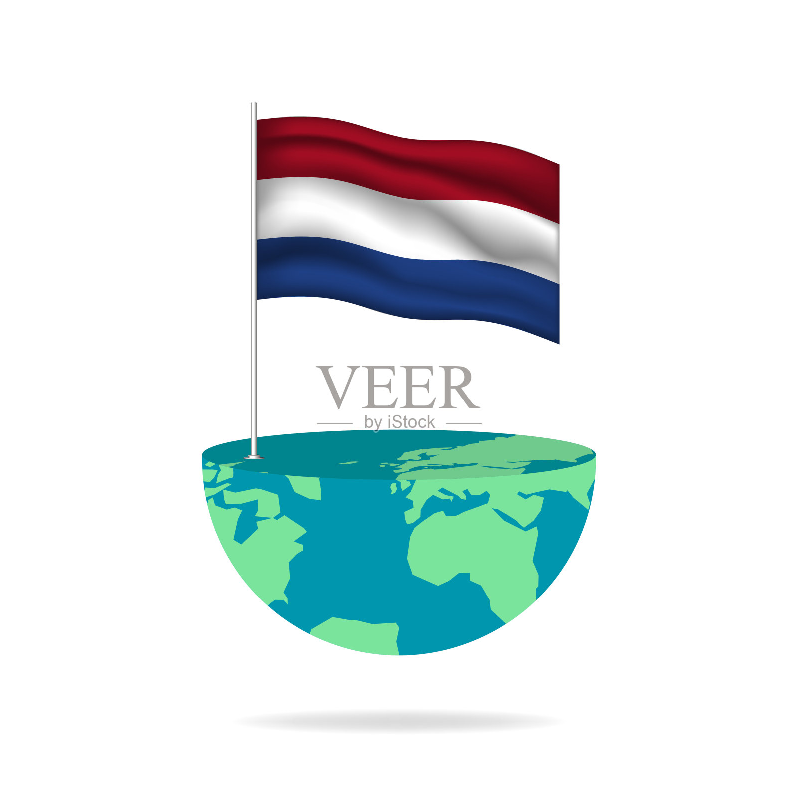 世界上的荷兰旗杆。国旗飘扬在世界各地。插画图片素材