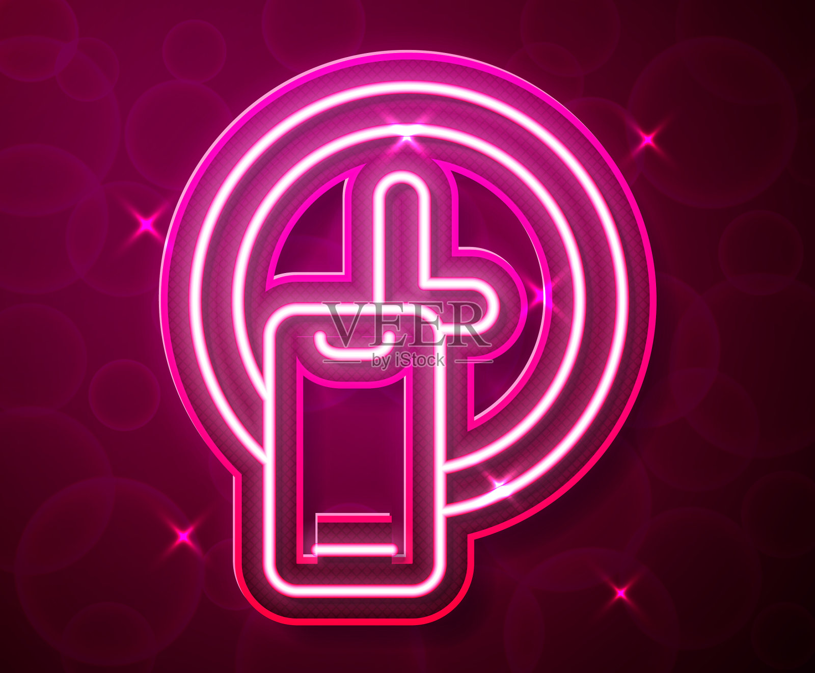 发光的霓虹灯线绕着时钟投递图标插画图片素材