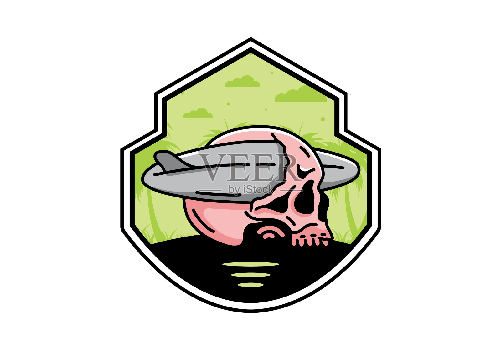 冲浪板穿透头骨的设计设计元素图片