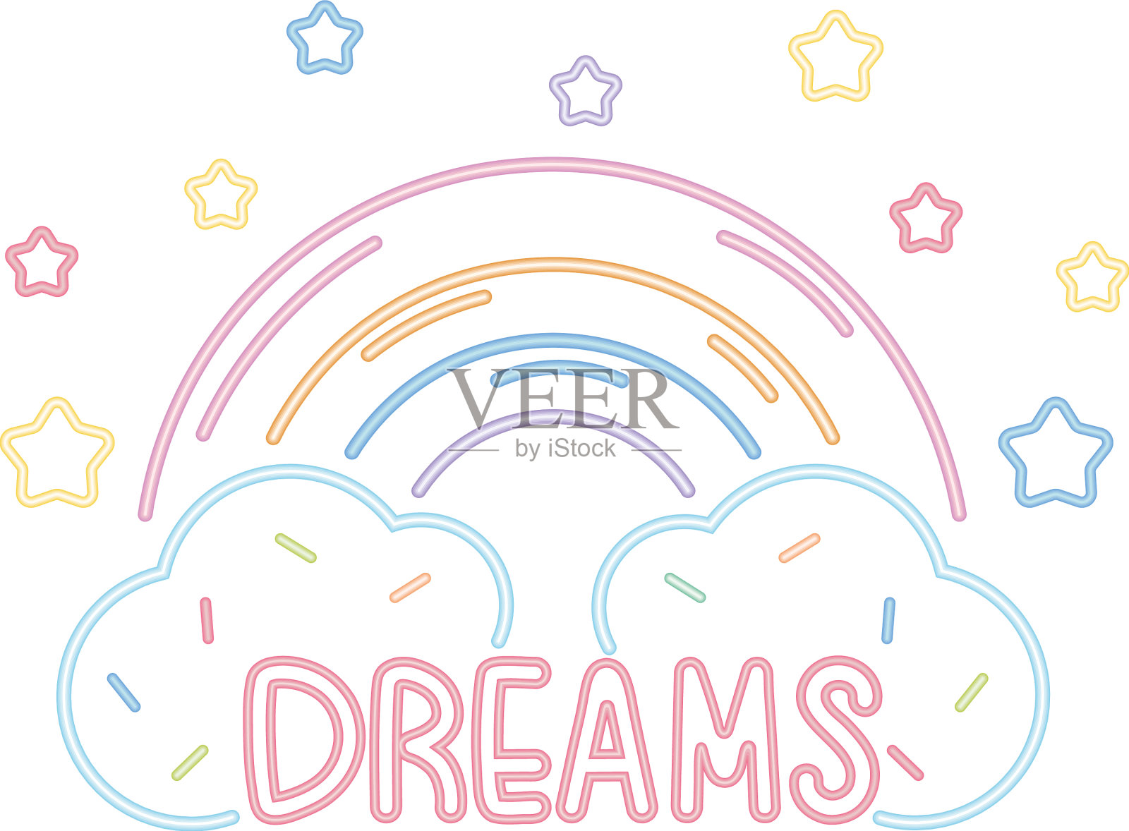 梦想彩虹云霓虹插画图片素材