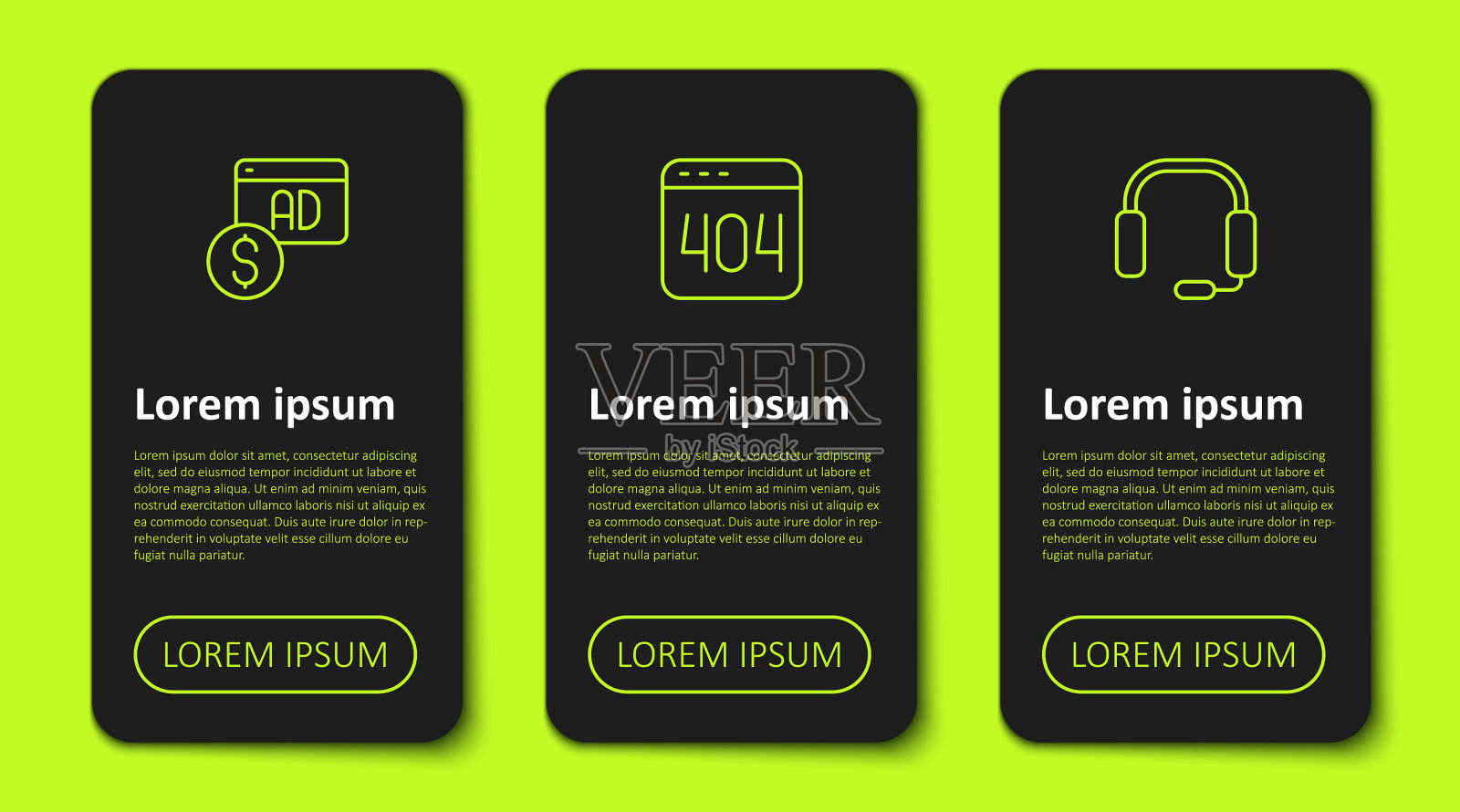 设置带有404错误的行广告页面图标素材