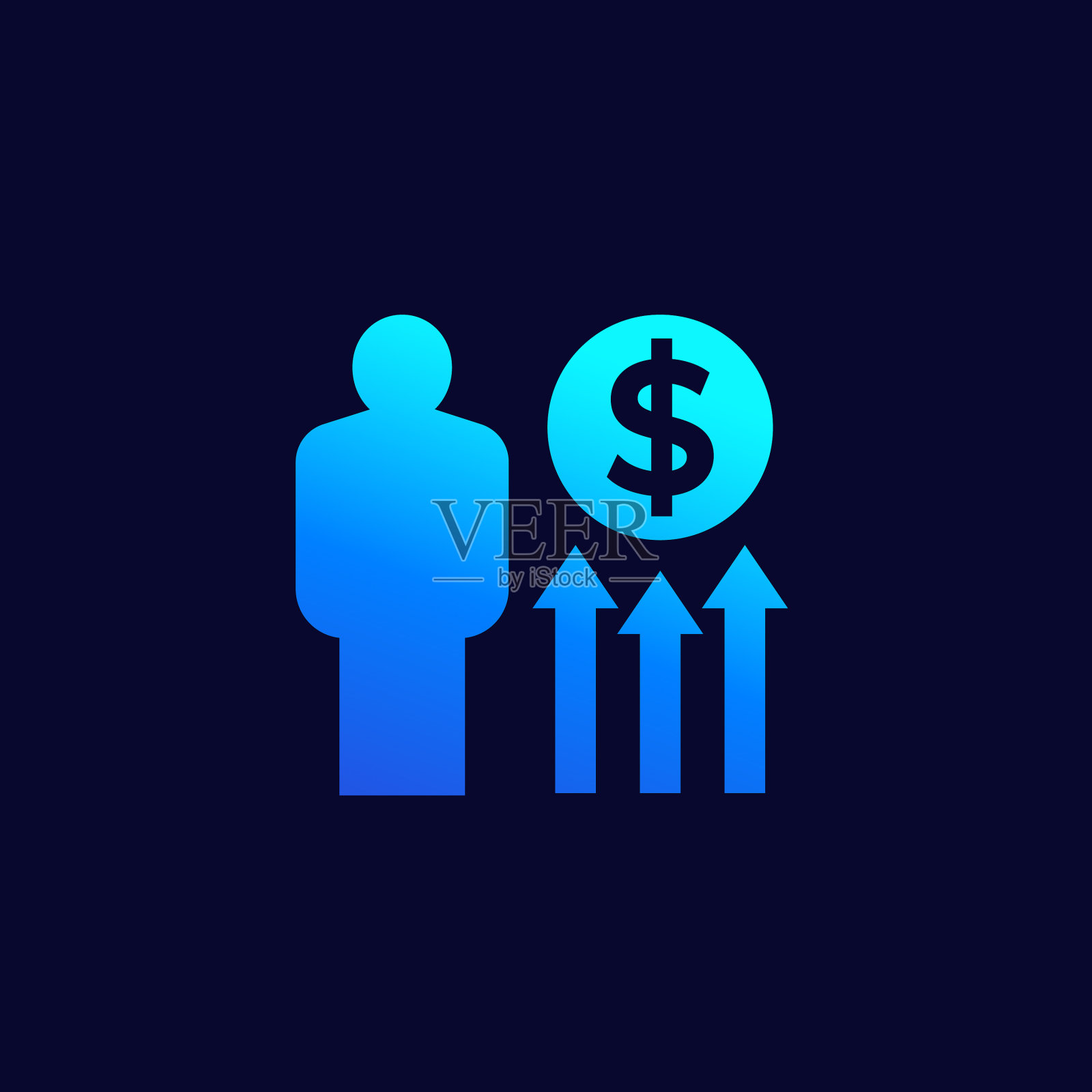 工资增长增长图标的网页插画图片素材