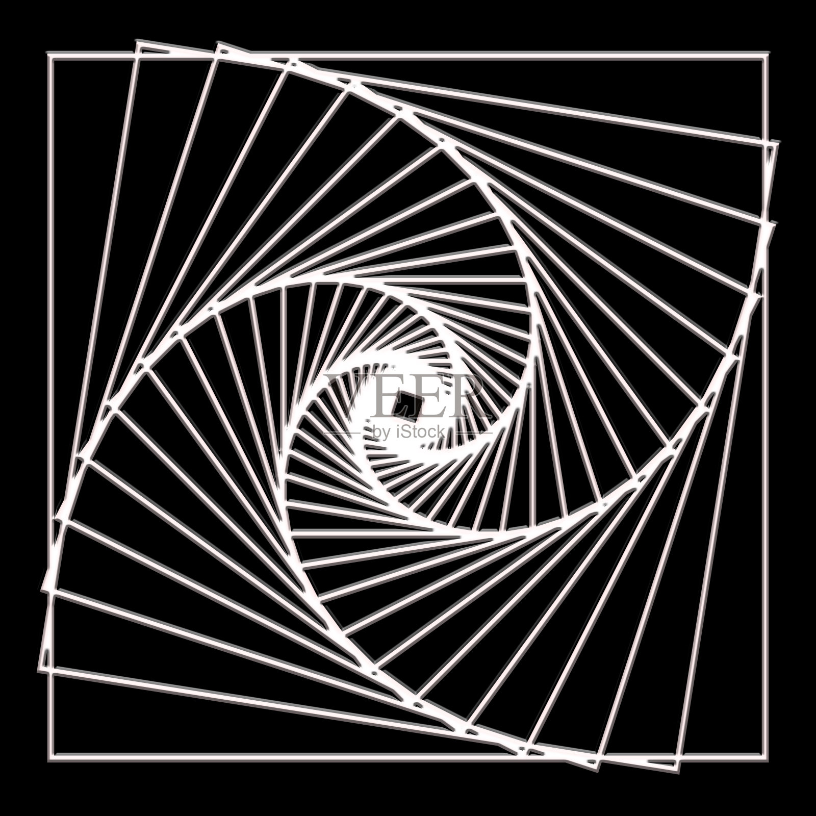 说明3D螺旋变焦图形设计，黑白彩色和光学效果隔离背景。插画图片素材