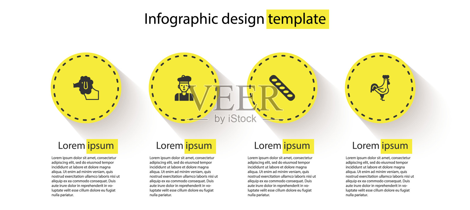 给贵宾犬法国人吃法棍面包和插画图片素材