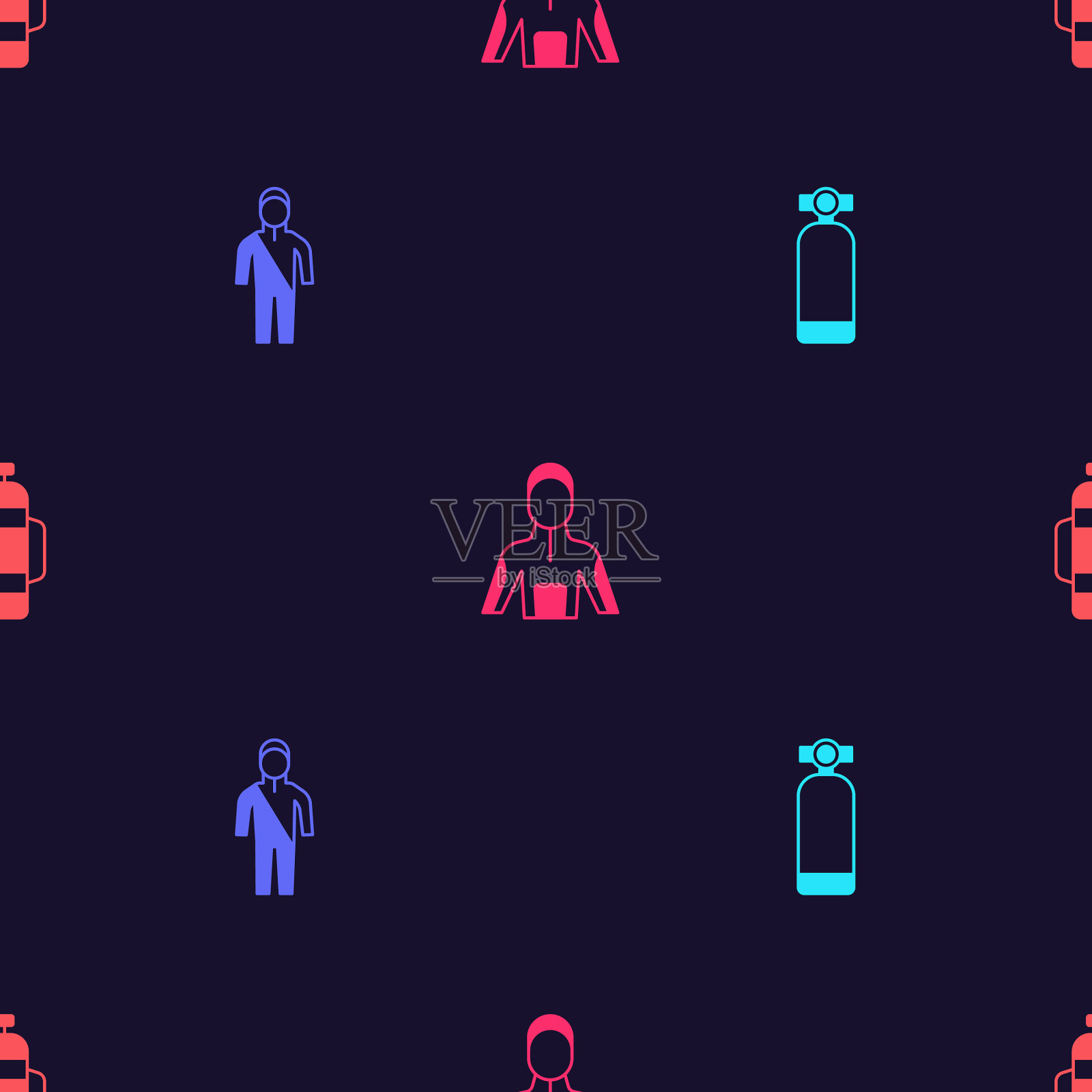 穿上潜水服，进行水肺潜水图标素材