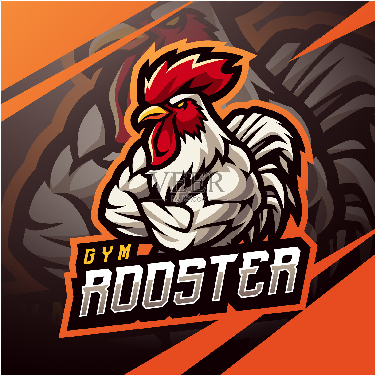 体育公鸡电竞吉祥物标志设计插画图片素材