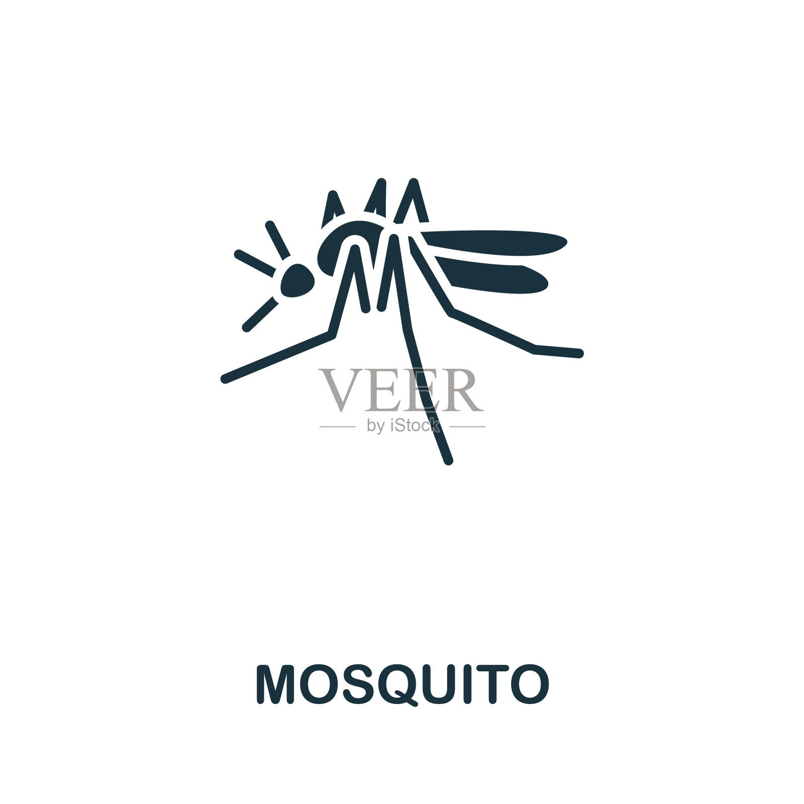 蚊子图标单色简单线条户外插画图片素材