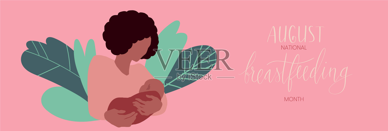 抱着婴儿的非洲裔美国妇女插画图片素材