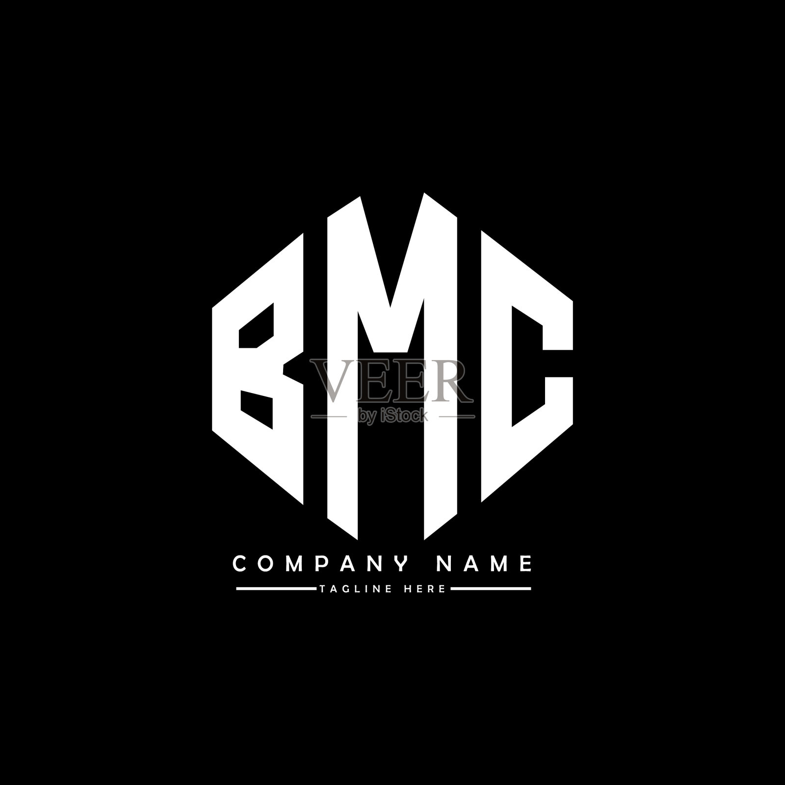 BMC字母logo设计与BMC多边形形状插画图片素材