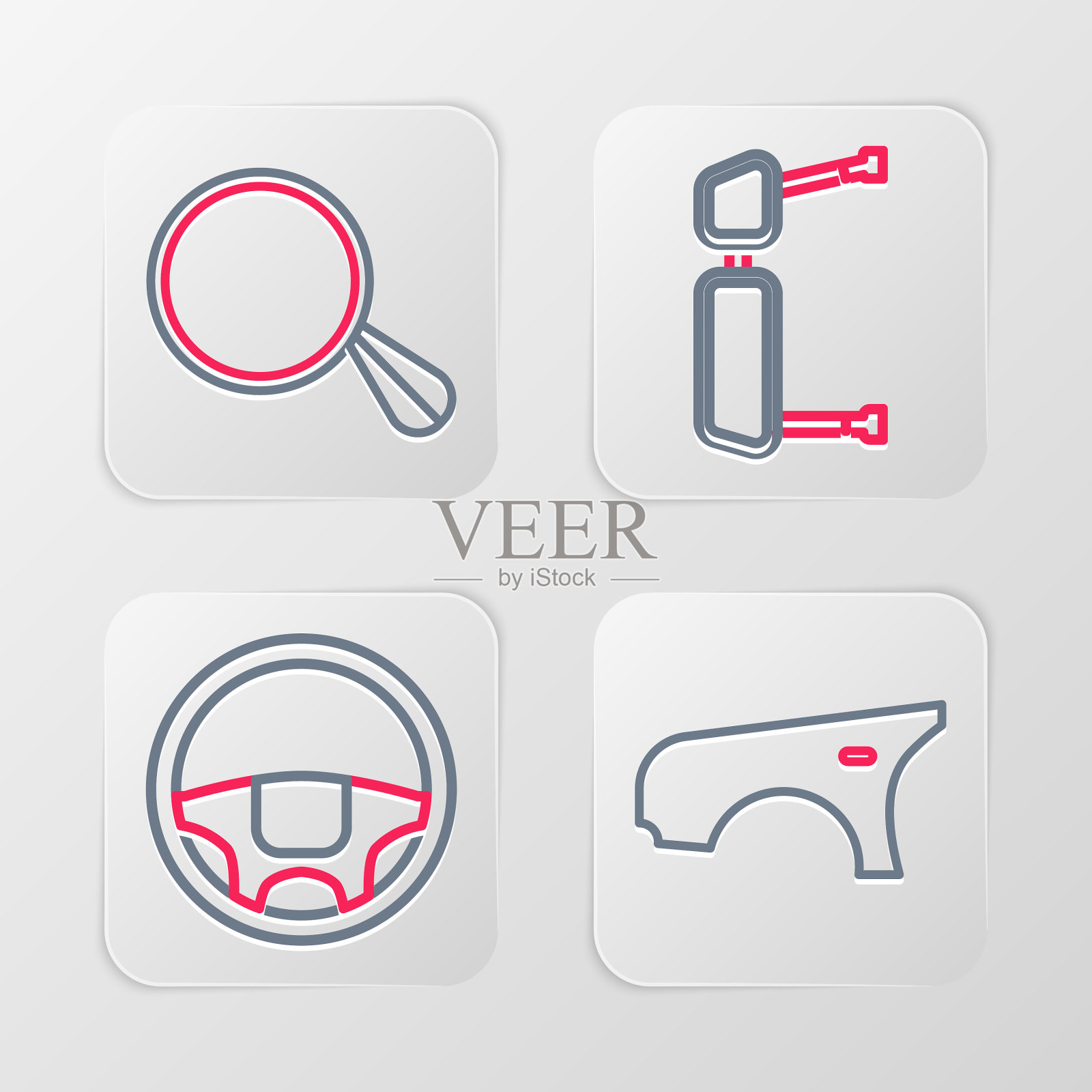 设置线汽车挡泥板方向盘卡车侧图标素材