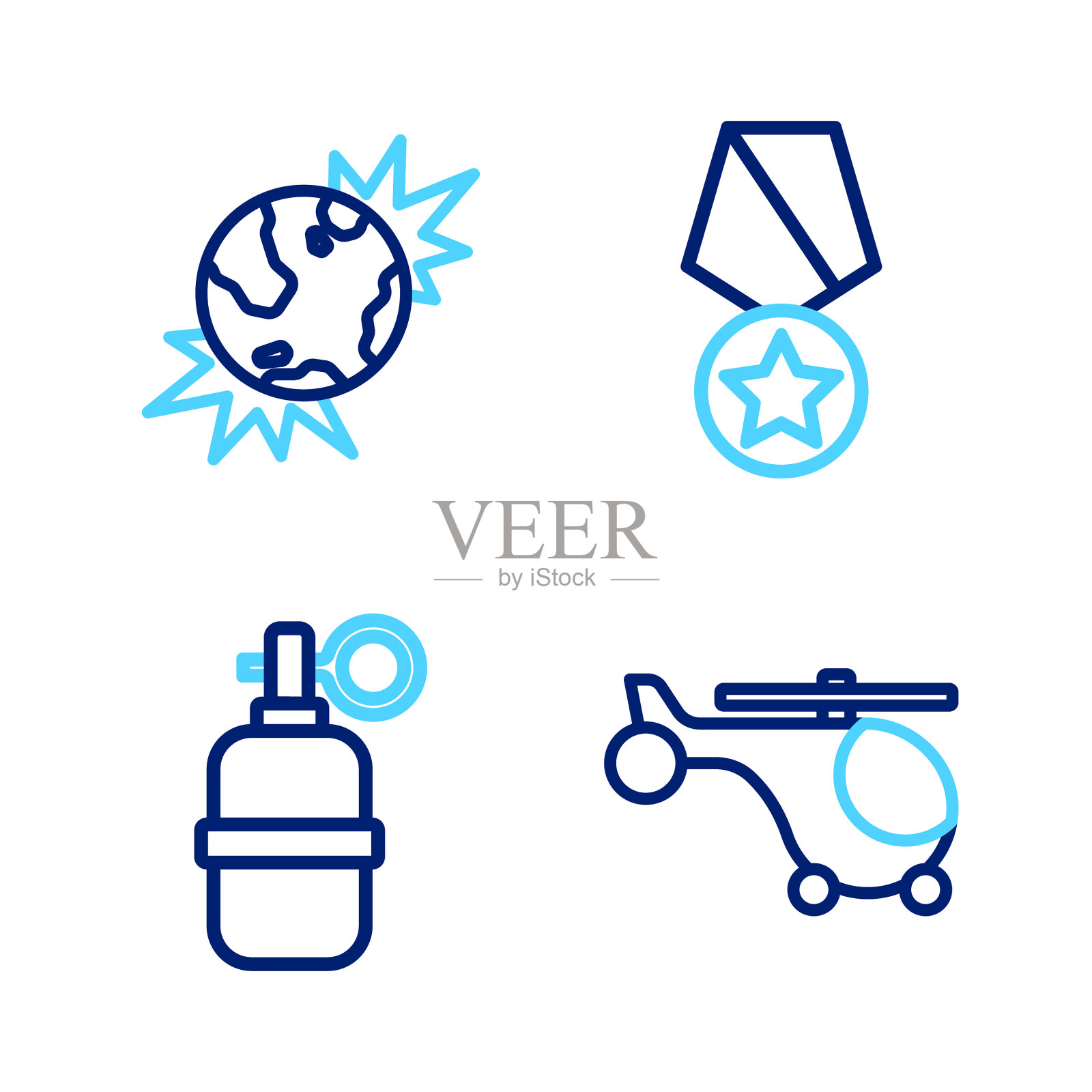 设线直升机手雷军事奖励图标素材