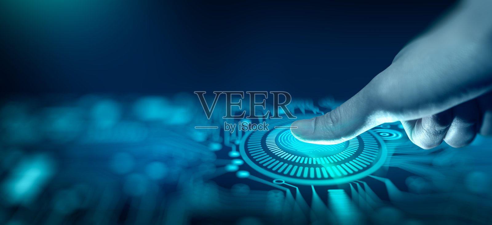 指纹扫描提供了生物识别。技术、安全和识别概念。照片摄影图片