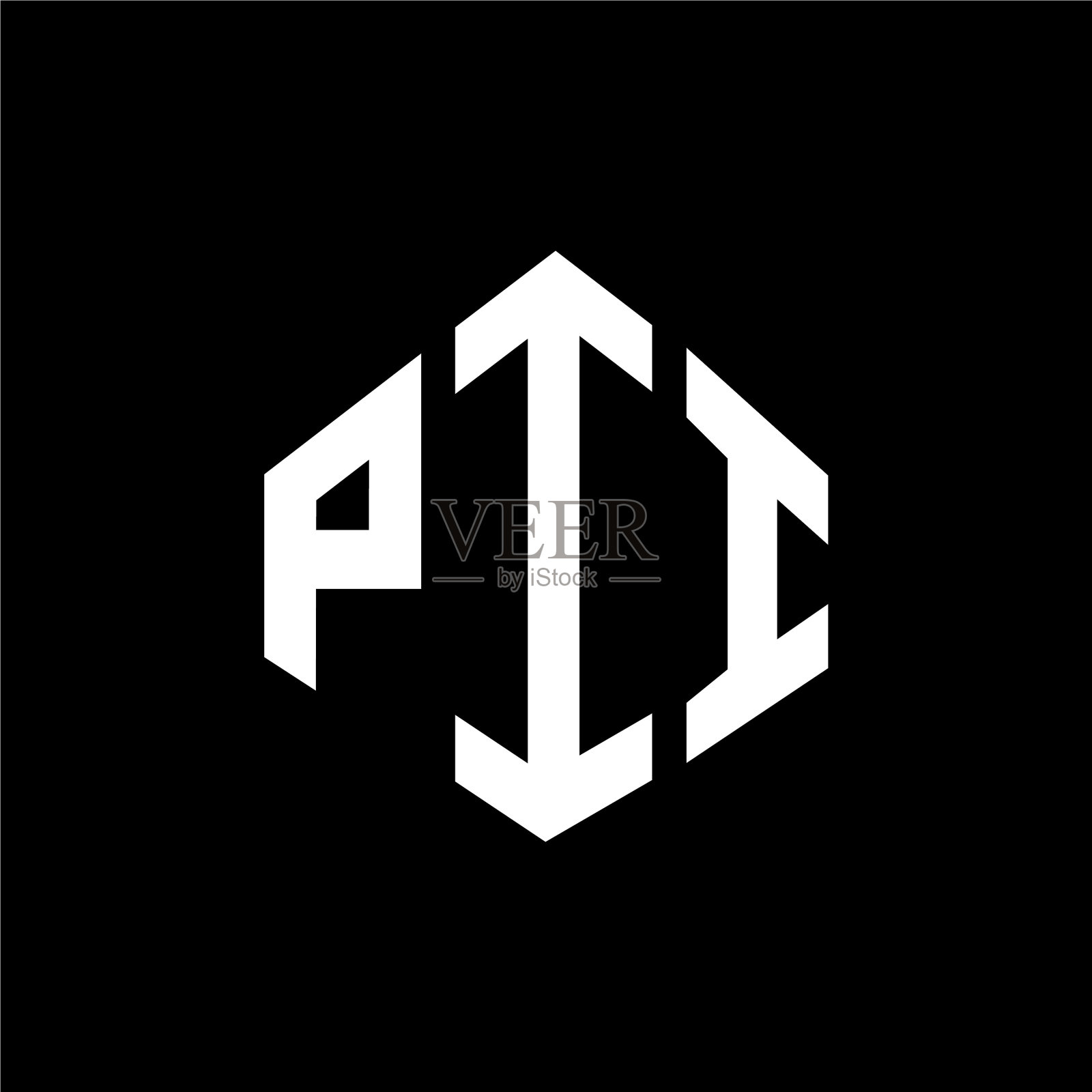 标志Pii字母设计与多边形形状的Pii插画图片素材