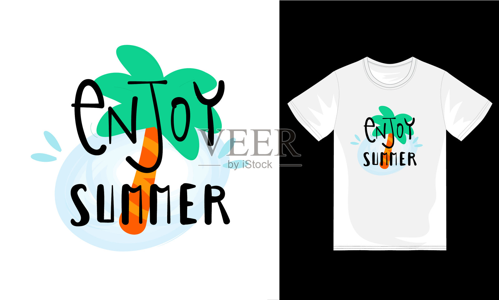 夏季t恤设计模板插画图片素材