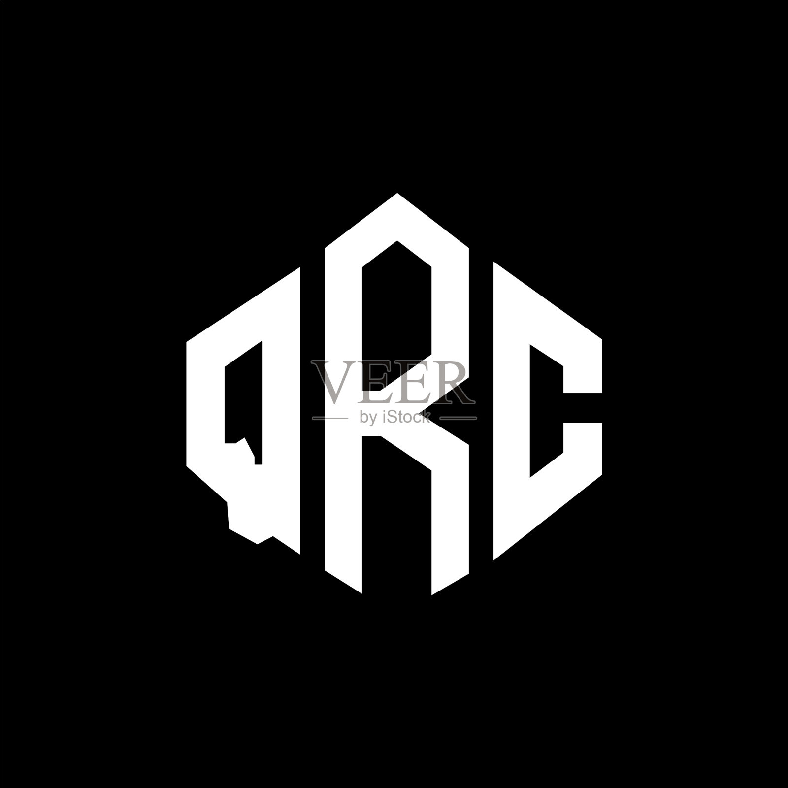 QRC字母标志设计采用多边形QRC形状插画图片素材