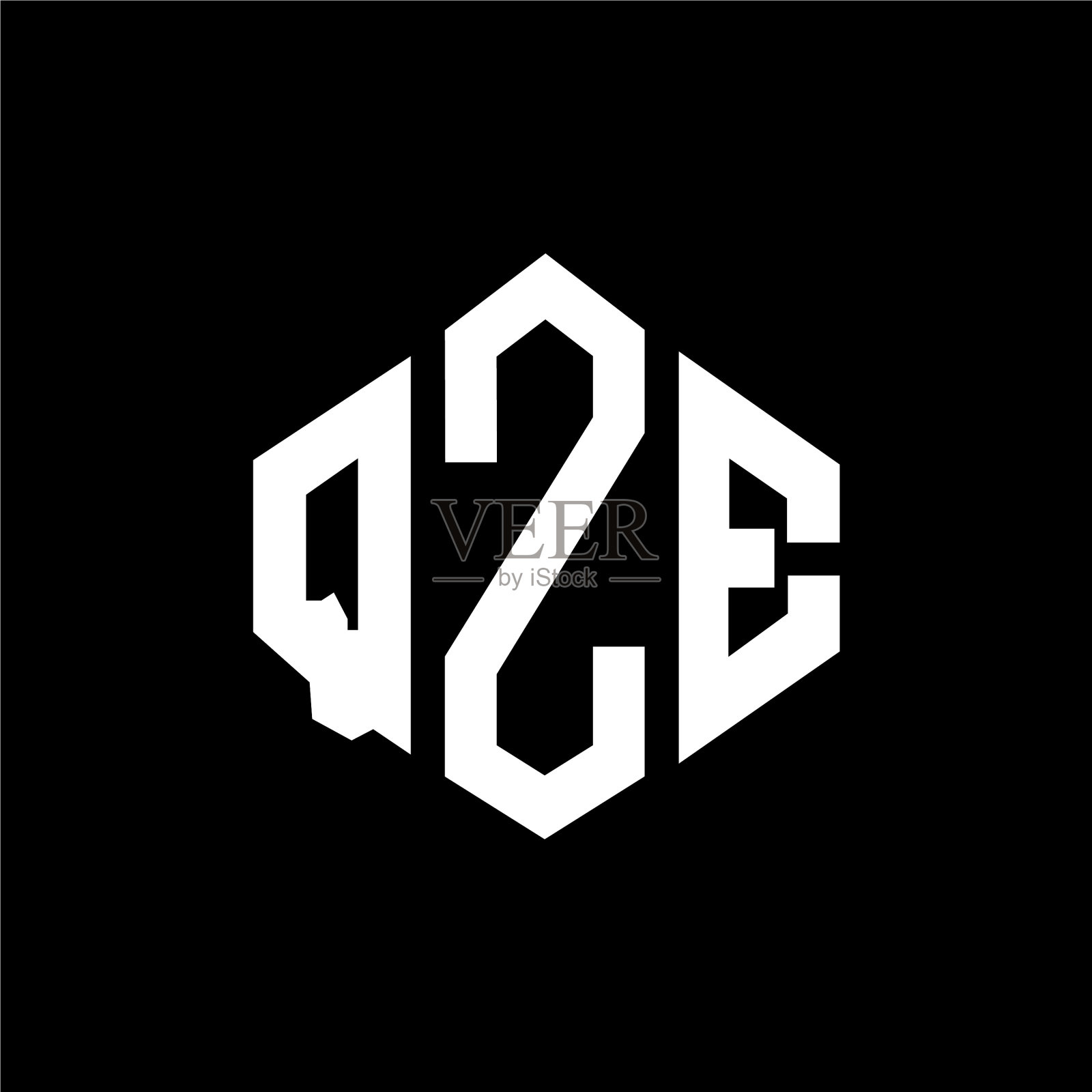 Qze字母标志设计采用多边形Qze形状插画图片素材