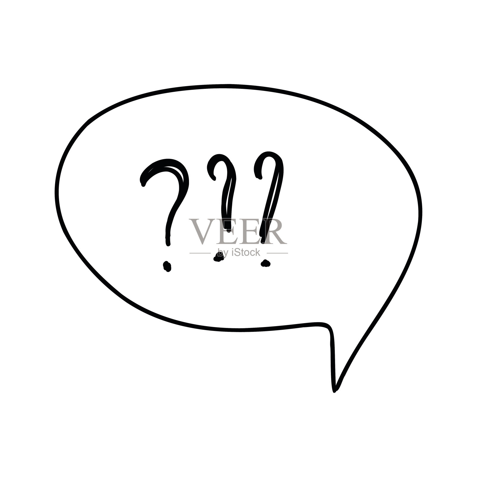 聊天图标。问号涂鸦孤立在白色背景。几何形状，插图符号。矢量插图。插画图片素材