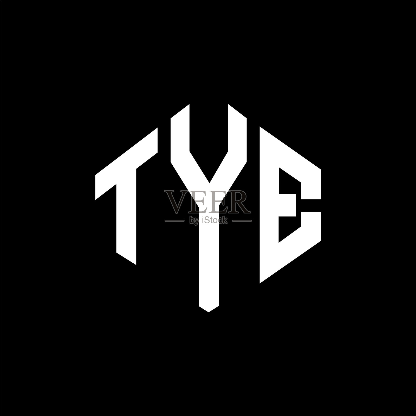 泰字母标志设计与多边形形状泰插画图片素材