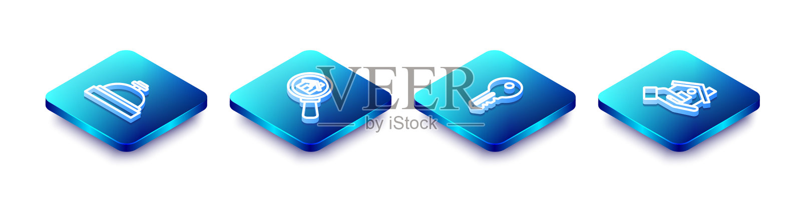 设置等距线酒店服务铃检图标素材