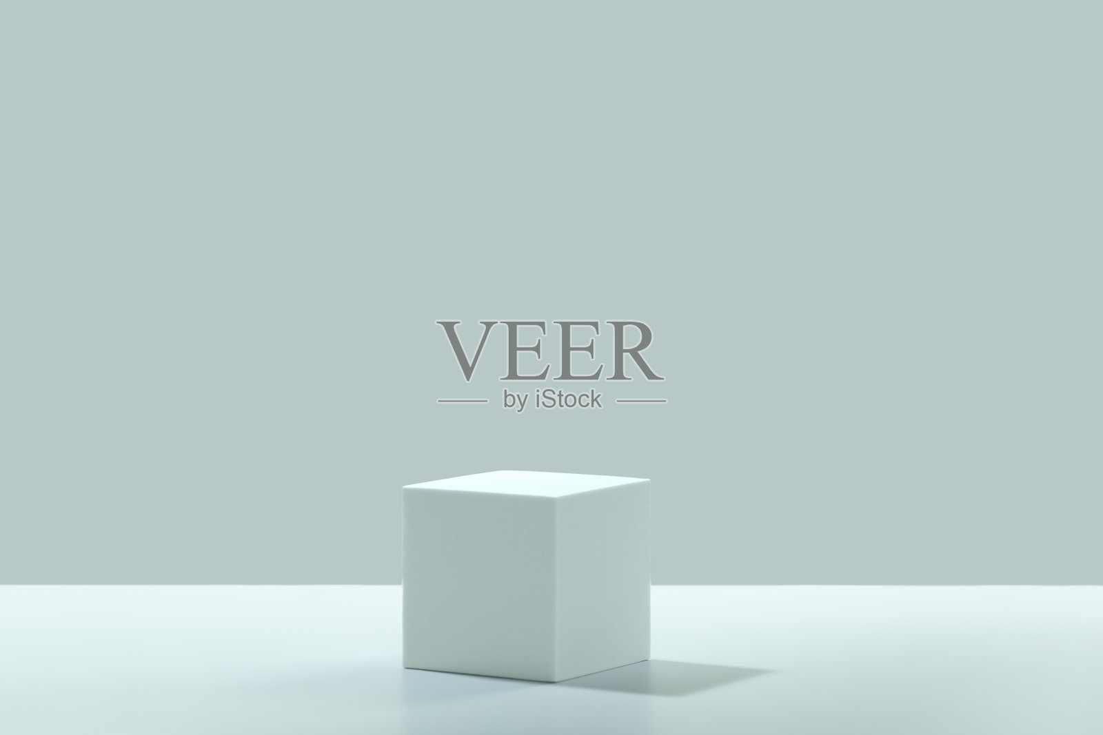 抽象立方体空白色讲台上的蓝色背景照片摄影图片