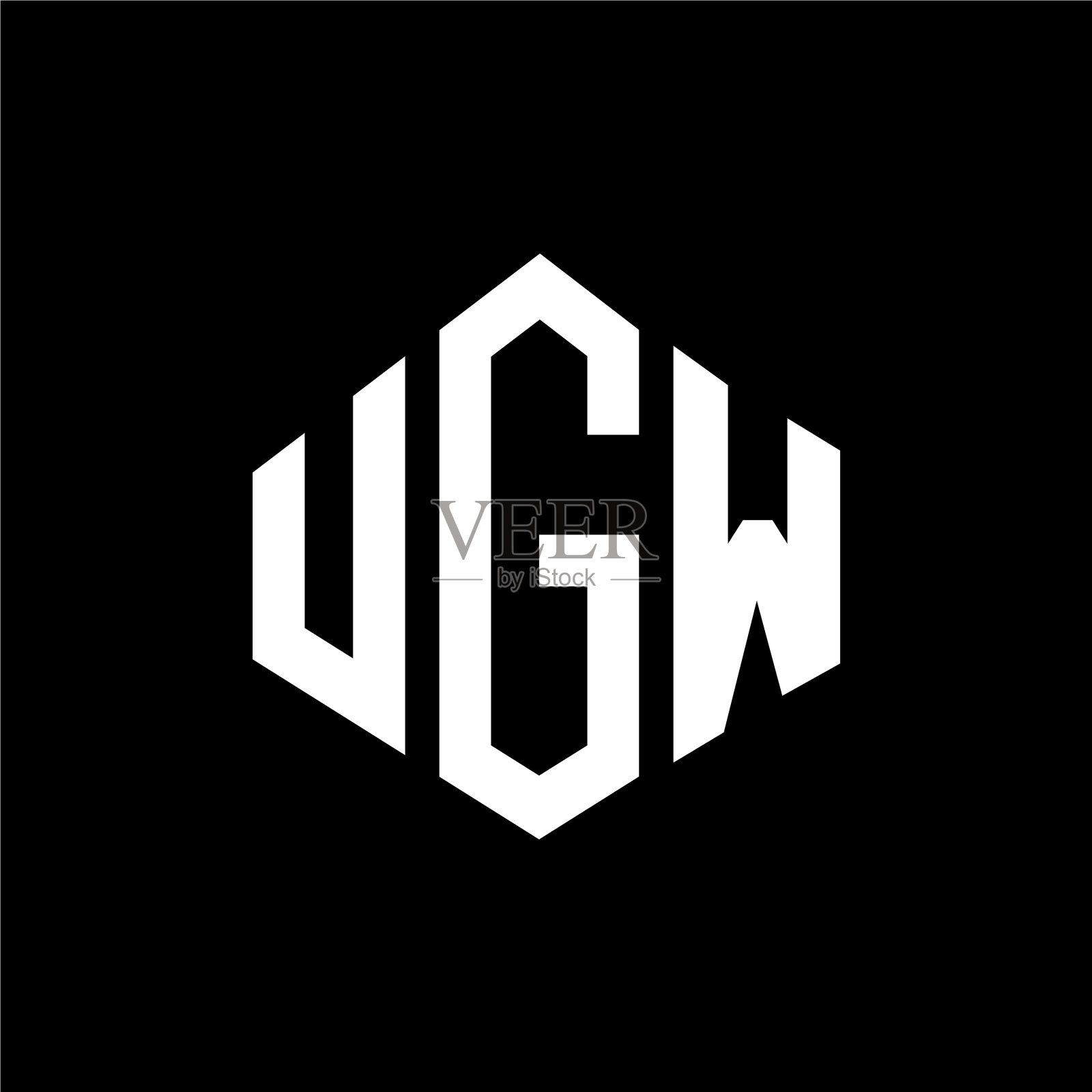 Ugw字母标志设计，带有多边形Ugw形状插画图片素材