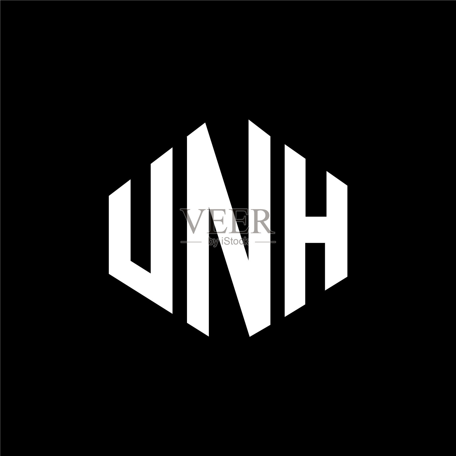 Unh字母标志设计与多边形形状Unh插画图片素材