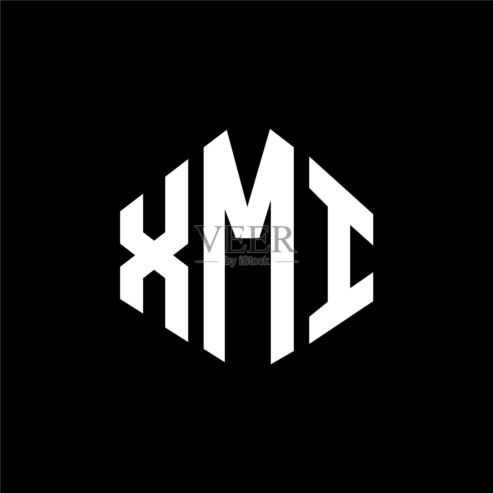 Xmi字母标志设计，采用Xmi多边形形状插画图片素材