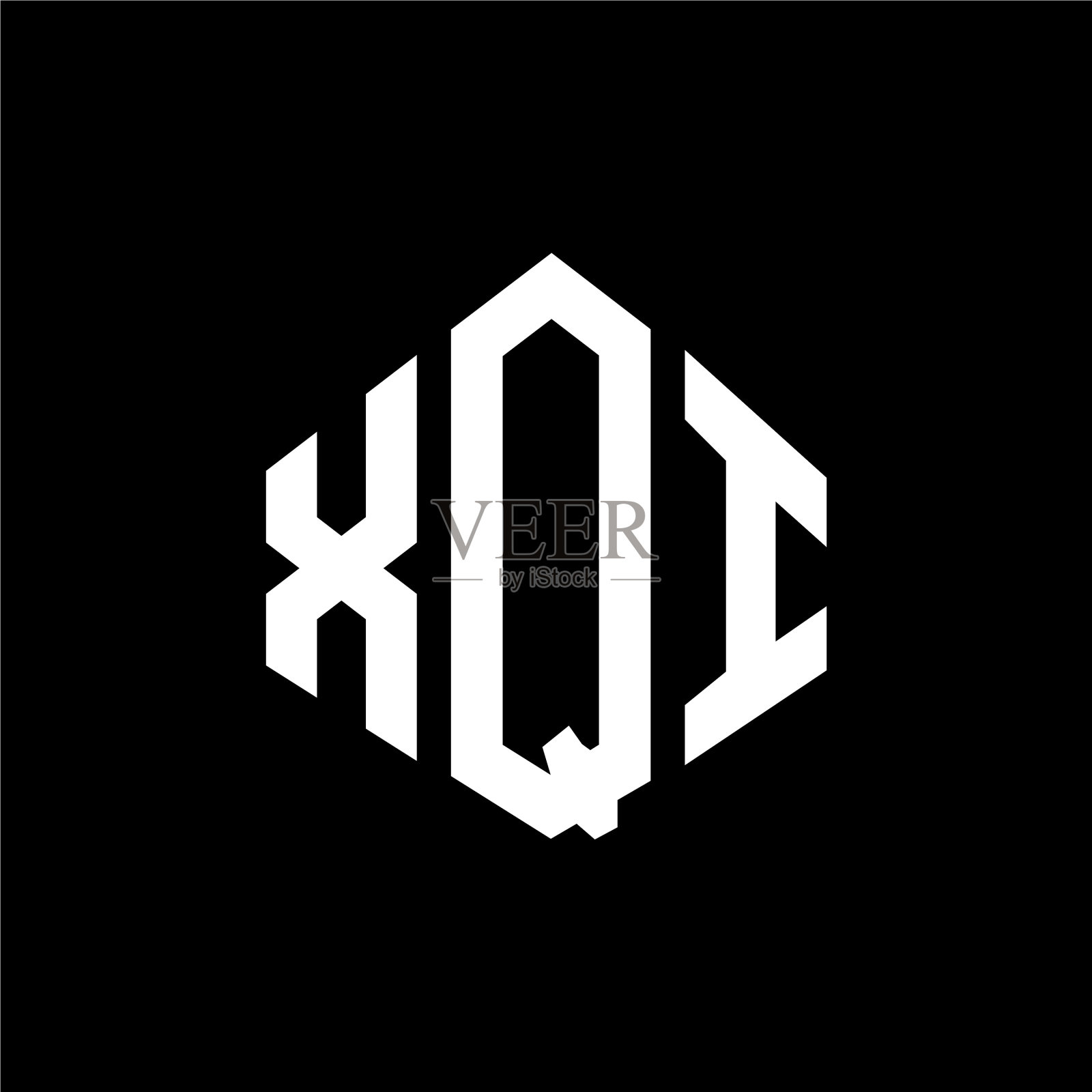 Xqi字母标志设计采用多边形形状Xqi插画图片素材