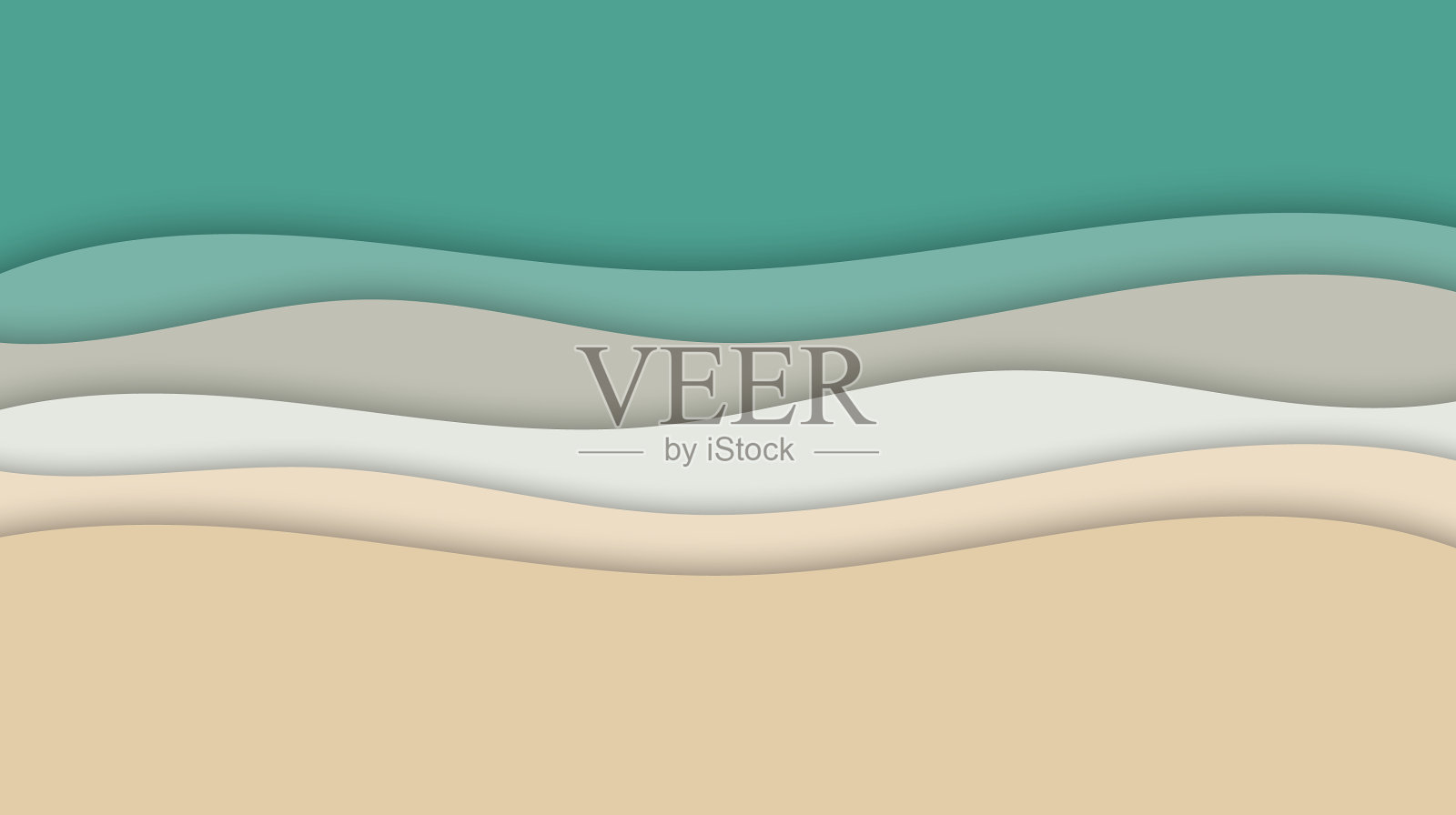 夏季海滩和海浪形成层状格局插画图片素材