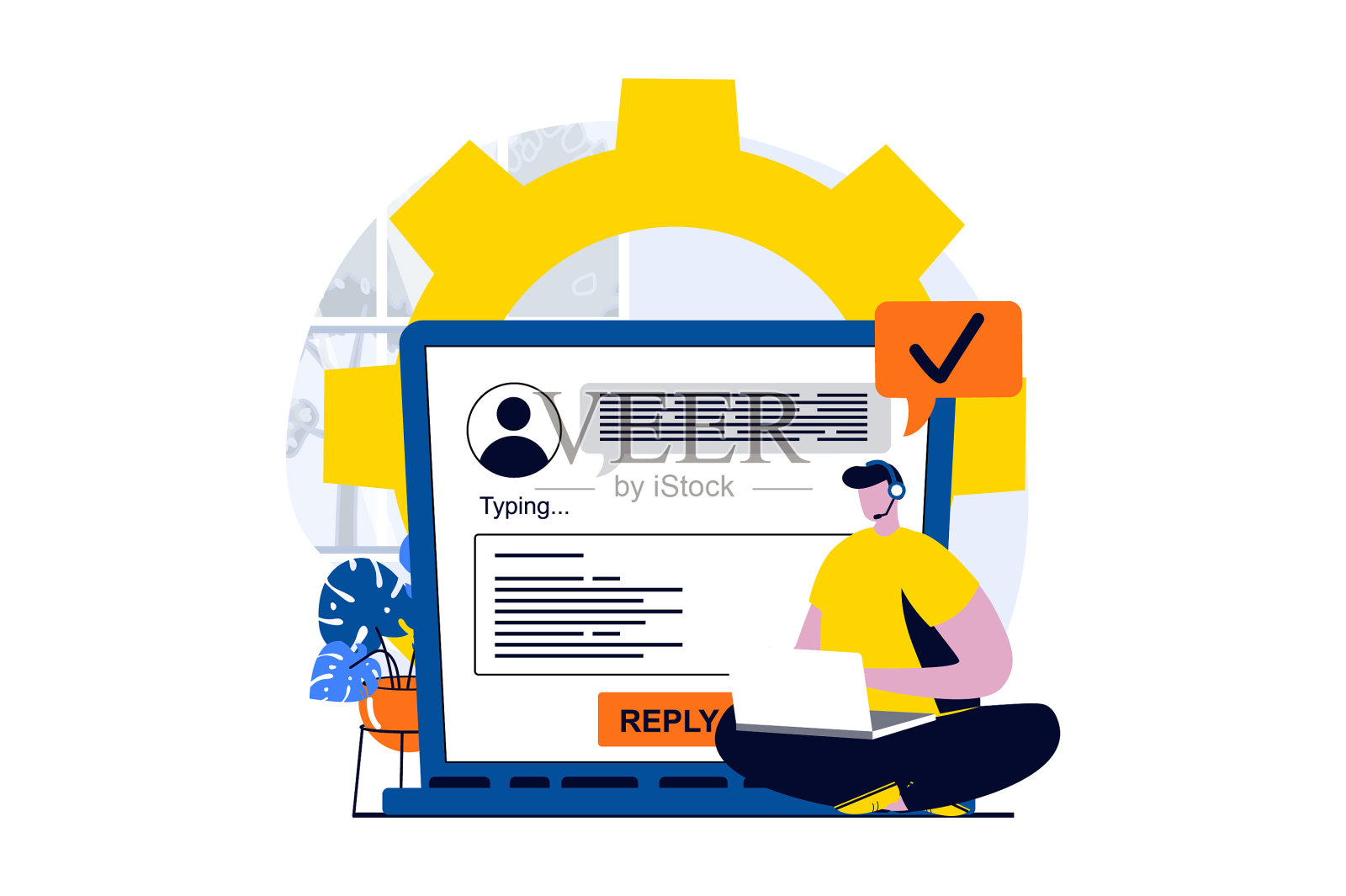 技术支持理念与人场景在设计元素图片