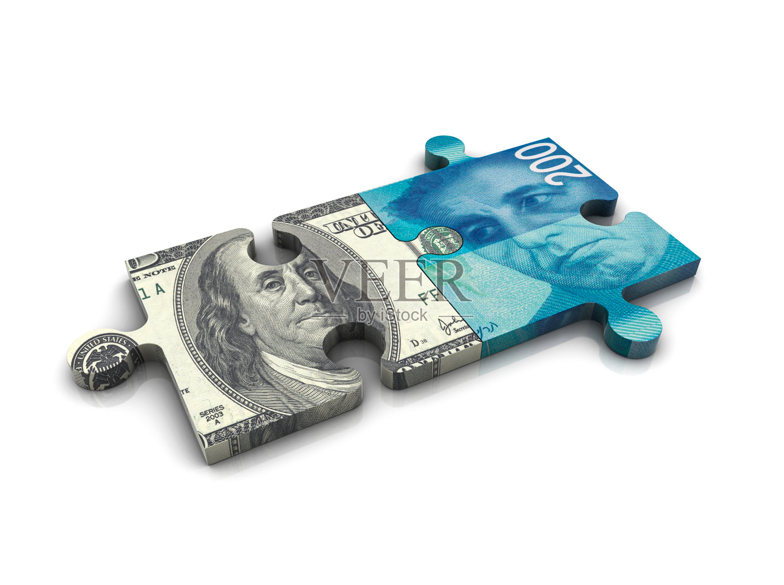 美元与以色列谢克尔货币的汇率概念照片摄影图片