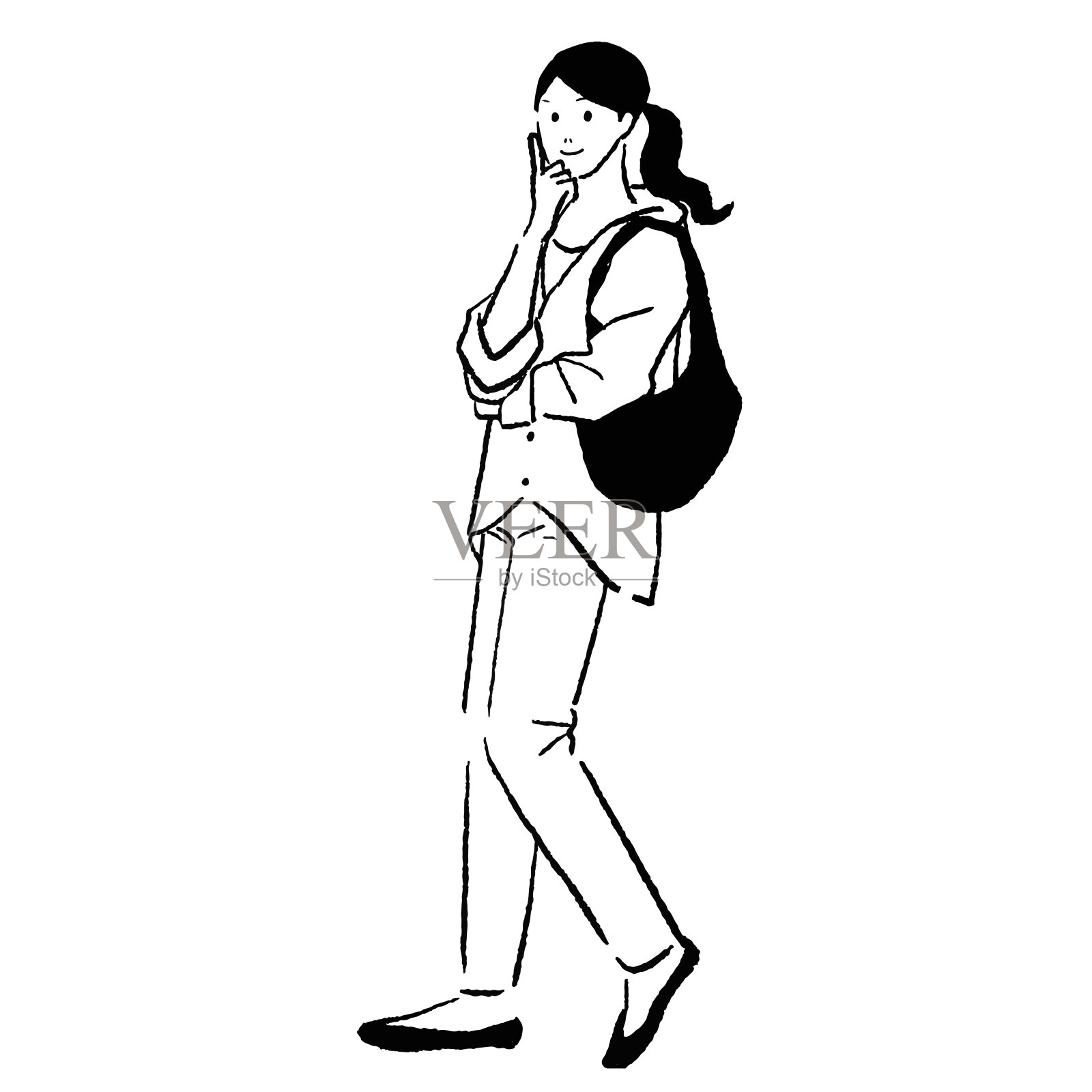 画了一个交叉双臂的女人插画图片素材