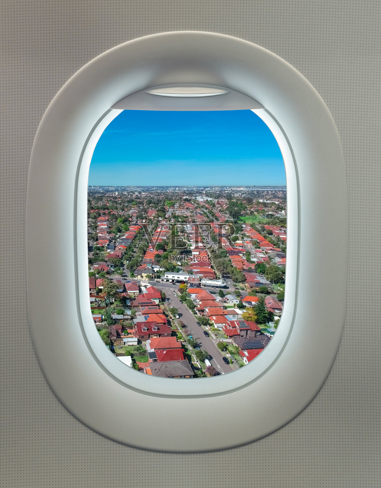 从飞机窗口看澳大利亚悉尼郊区照片摄影图片