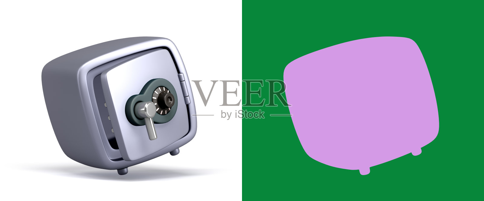 打开空钢银行安全3d渲染白色与阿尔法照片摄影图片