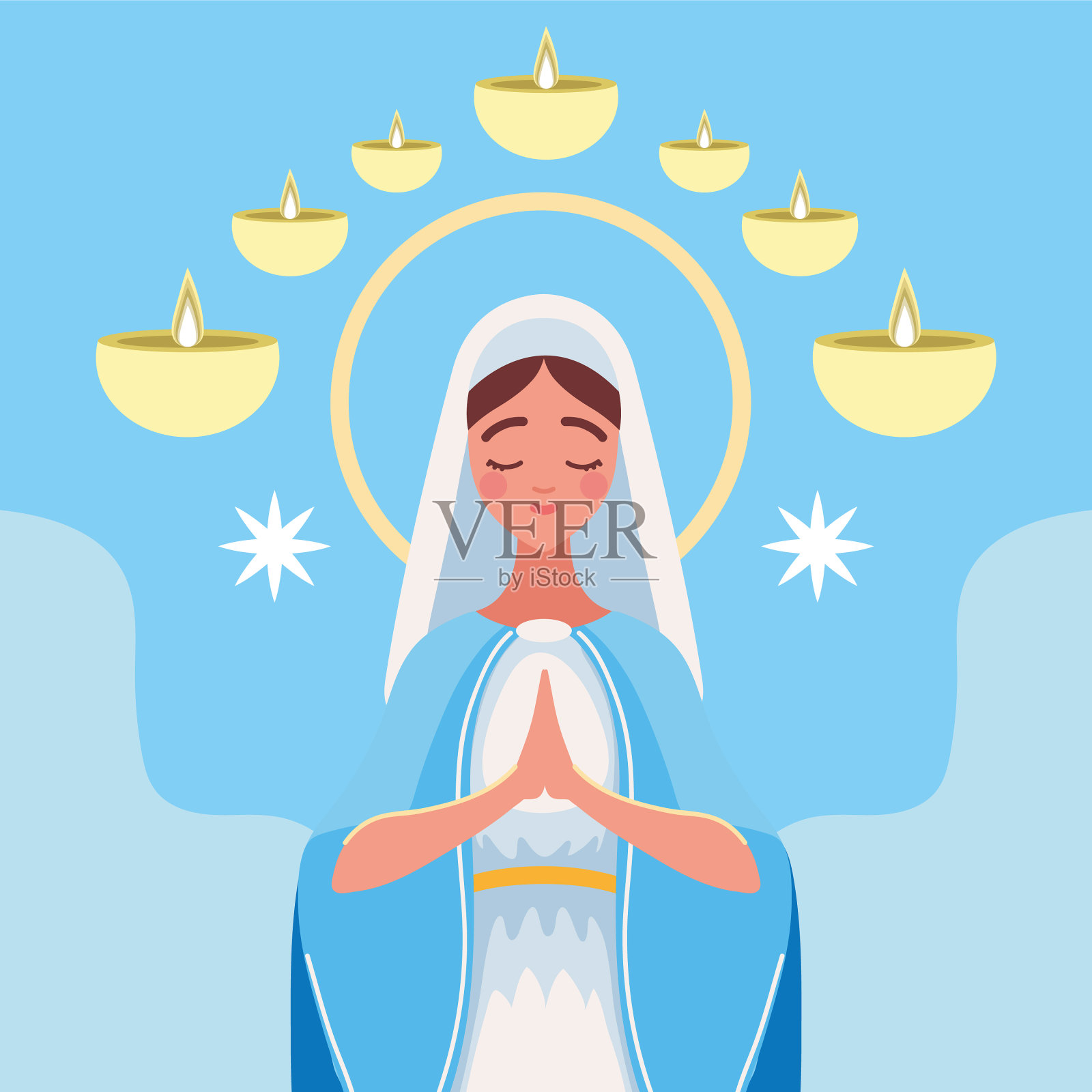 祈祷圣母玛利亚插画图片素材