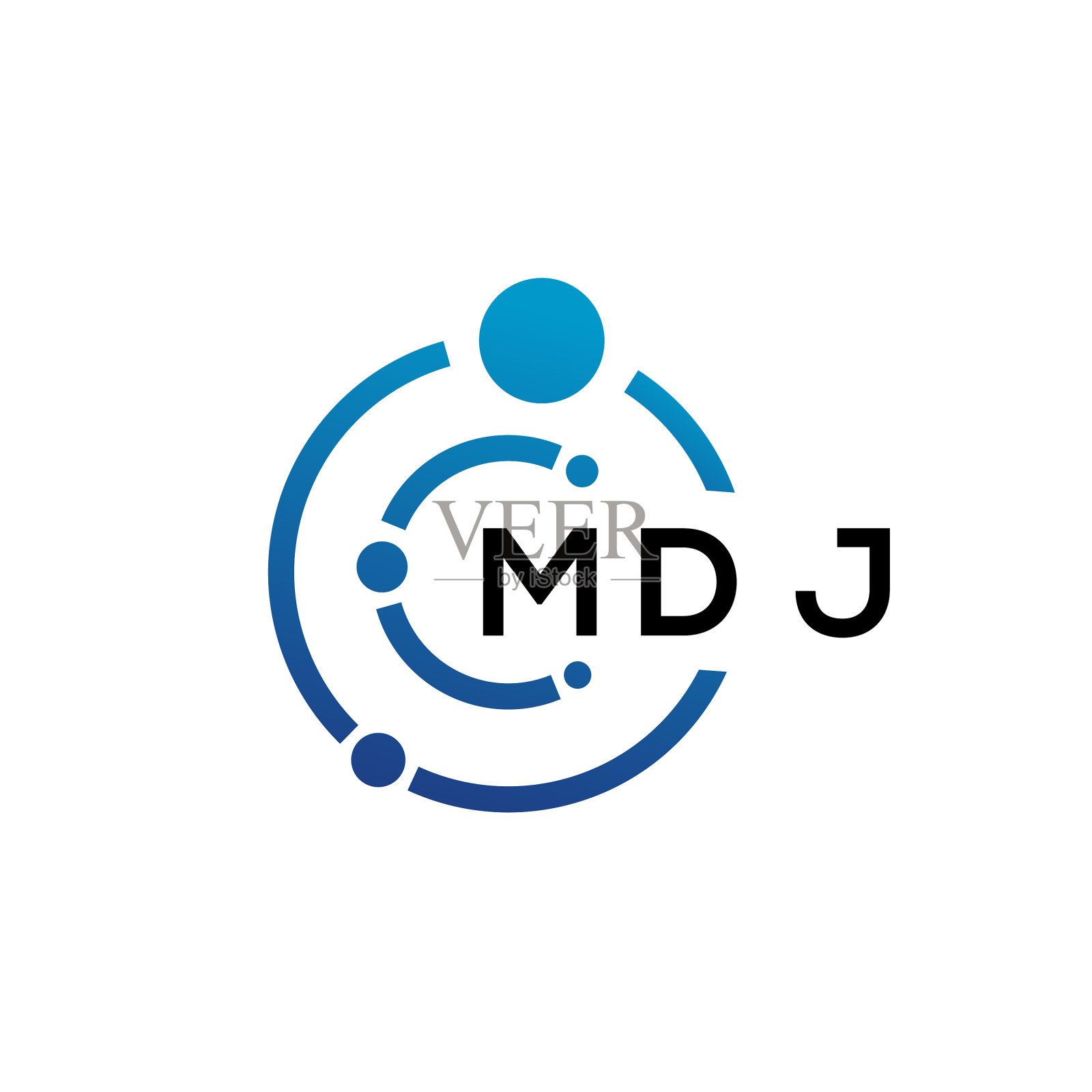 白色上的MDJ字母科技标志设计插画图片素材