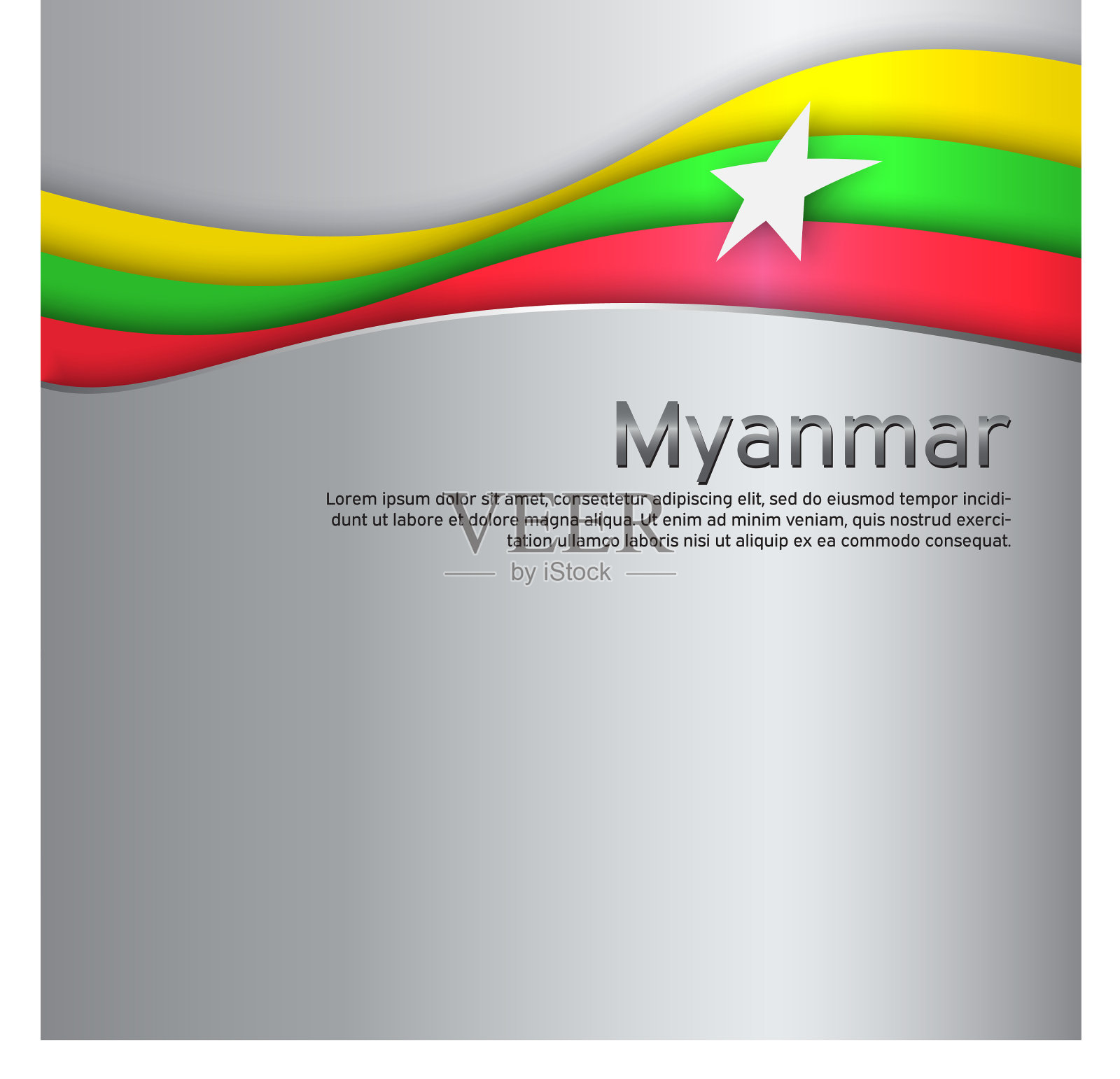 抽象的挥舞着缅甸国旗创意金属插画图片素材